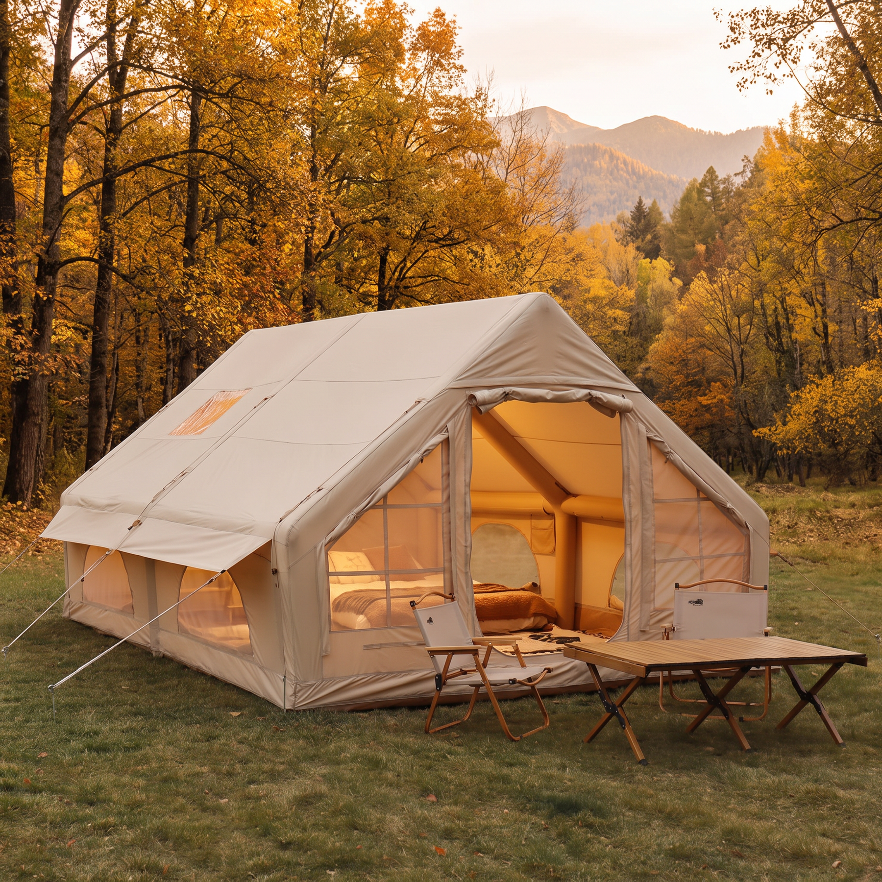 Luxury Inflatable Cabin Tent | 3-4 Person 4-Season Glamping Tent